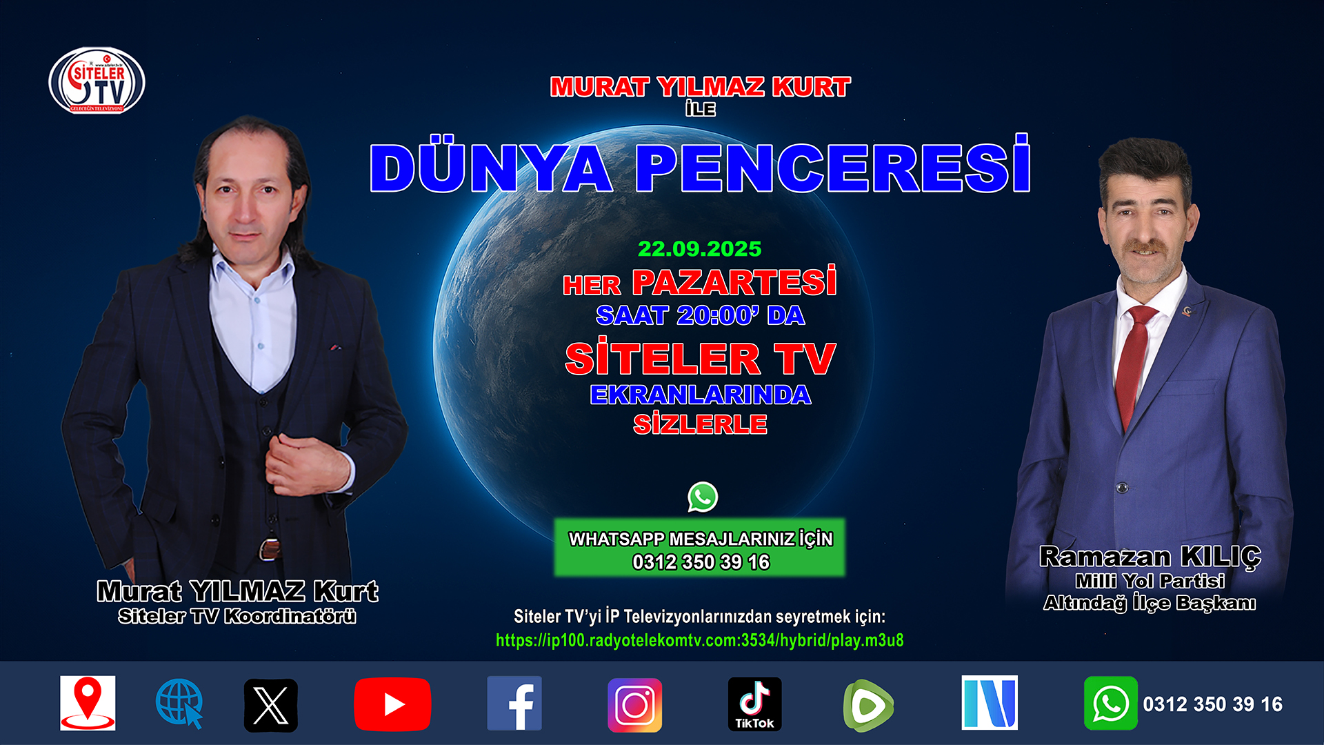Murat Yılmaz Kurt İle Dünya penceresi 71 Bölüm Milli Yol Partisi Ramazan Kılıç_Siteler TV